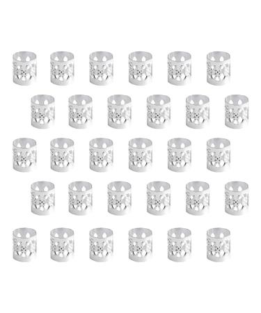 Aluminum Dread Locks 30 Pcs Aluminum Dreadlocks Metal Cuffs Dreadlocks Accessories Dreadlocks Woven Hair Accessories Silver