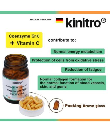 Kinitro Coenzyme Q10 & Vitamin C - Vegan Dietary Supplement 80mg High-Quality Q10 (Ubichinon) & Acerola Powder in 2 Capsules - Buy Online on GoSupps.com