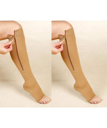 Buy JHKJ Medical Compression Socks with Zipper - Knee-High Open Toe Support for Men & Women | Best International Shipping - Buy Online on GoSupps.com