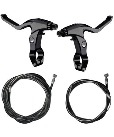 Lomodo 4 Pieces Bicycle Brake Accessories Including 2 Pack Aluminium Alloy Brake Levers Handle Bars and 2 Pack Brake Wire (Front and Rear Brake Cable) for Mountain/Road/MTB Bike(Black)