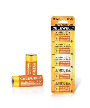 5-Year Warranty CELEWELL A23 23A Alkaline (5-Pack) Battery Same as 23AE L1028 MN21 5 Count (Pack of 1)