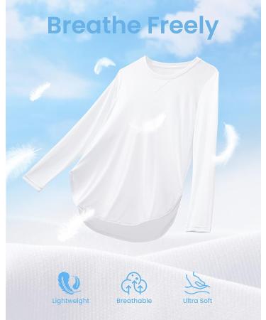 G4Free Women's UPF 50+ UV Long Sleeve Workout Sun Shirt - White | Quick Dry Lightweight Outdoor Gym Hiking Top - Buy Online on GoSupps.com