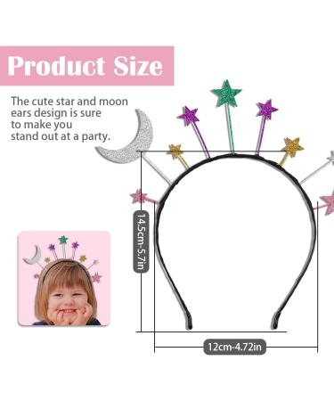 Colourful StarMoon Headband Birthday Party Hair Hoop Glitter Fashion Hair Accessory Wedding Princess Crown Headdress For Birthday Party Cosplay Costume - Buy Online on GoSupps.com