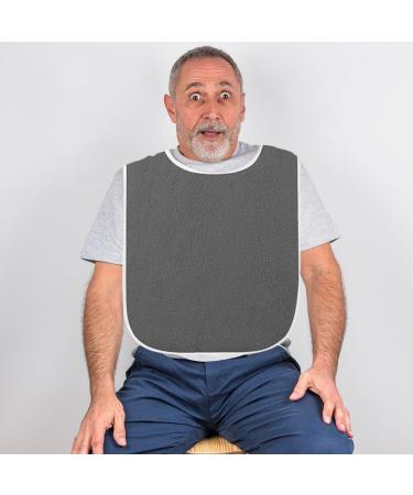 2pcs Adult Bibs for Elderly Washable Feeding Adult Bib with Crumb Catcher Waterproof Clothing Protectors Grey - Buy Online on GoSupps.com
