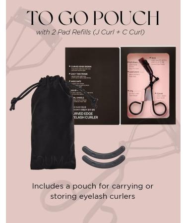 EQUMAL Curved Edge Eyelash Curler with 2 Refill Pads & Satin Pouch - Perfect for Asian Eyes, Short Lashes - Gentle & Safe - Buy Online on GoSupps.com