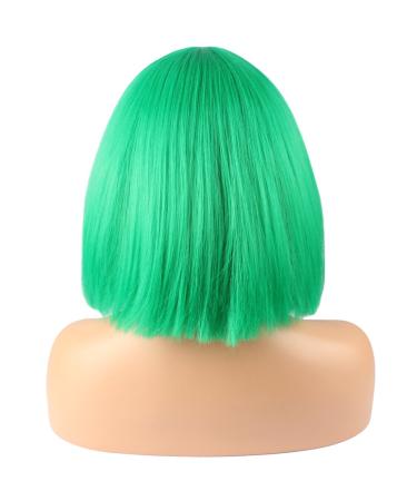 Riyang Women s Green Cosplay Wig - Short BOB Kinky Straight Puff Hair with Full Bangs | Heat Resistant - Buy Online on GoSupps.com