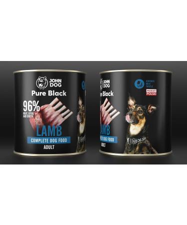 JOHN DOG Pure Black Lamb 6 x 800 g for Dogs Prone to Allergies Grain Free Monoprotein Dog Food for Adult Dogs of All Breeds - Buy Online on GoSupps.com