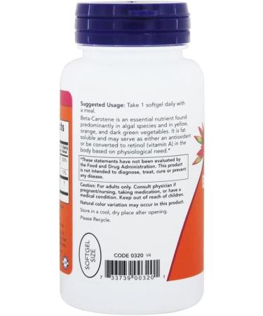 Now Foods Natural Beta Carotene 25000 IU - 90 Softgels | Antioxidant Support - Buy Online on GoSupps.com