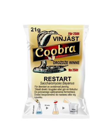 Active oenological yeast Coobra Restart Re-Start 21g - Oenological yeast powder | Dry yeast | refermentation