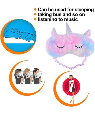 Ulbemoll Cute Unicorn Sleeping Mask | Soft Fluffy Plush Blindfold for Kids & Adults | Funny Novelty Animal Eye Mask for Night Sleep, Travel, Meditation - Buy Online on GoSupps.com