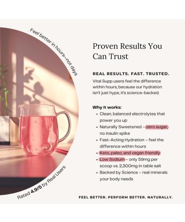 VITALSUPP Electrolyte Powder Zero Sugar Low Sodium Keto for Dry Cracked Lips Made with Baja Gold Salt Natural Flavor 45 Servings - Buy Online on GoSupps.com