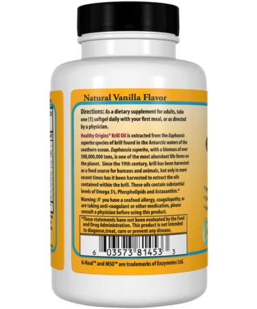 Healthy Origins Krill Oil 1000 mg - 60 Softgels for Omega-3 & Antioxidants - Buy Online on GoSupps.com