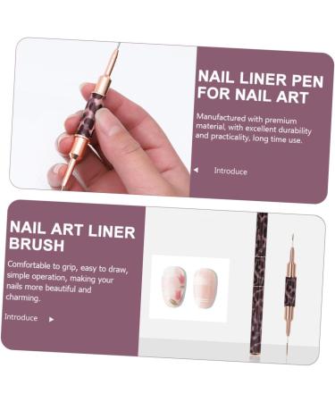 Ipetboom Leopard Print Double-ended Nail Art Pen Acrylic Nail Art Brush Nail Art Liner Brush Rod Butt Cushion Nail Liner Brush for Painting Nail Liner Pen Pull Wire Manicure Metal - Buy Online on GoSupps.com