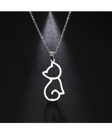TEAMER Stainless Steel Pet Pendant Necklace - Cute Dog Cat Horse & Fox Jewelry for Women - Silver Chain - Buy Online on GoSupps.com