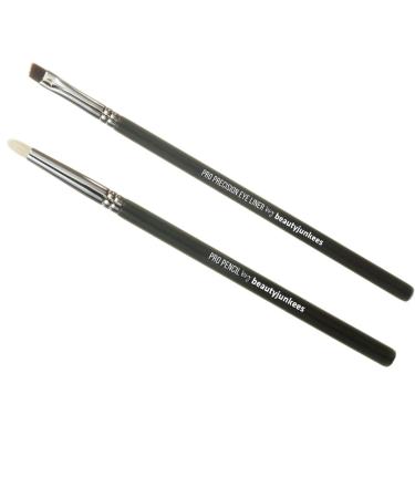 Professional Eyeliner Makeup Brush Set 2pc Beauty Junkees Eye Liner Brushes Includes Angled Precision Gel Liner for Tightline Pencil Smudge for Blending Shadows on Lash Line Premium Quality