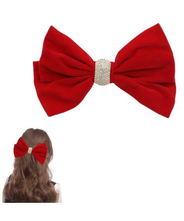 Red Hair Bow Hair Clip Velvet Hair Bows for Women Big Bowknot Hairpin Vintage French Large Hair Barrettes Hair Accessories for Women Girls Headdress Gifts