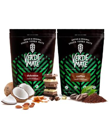 Yerba mate set - caf et chocolat | Deux packs de yerba mate | Caf chocolat noix de coco | Tostada de yerba mate br silien | Th yerba mate | Ar me doux | Caf ine naturelle | 2x500g | 1kg