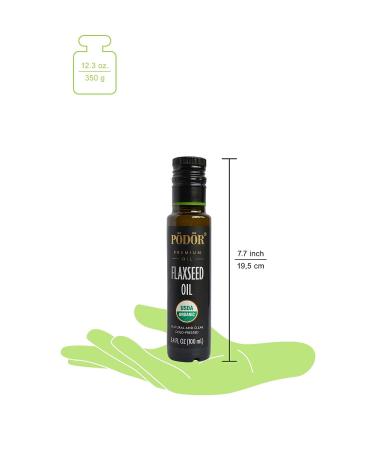 PDR Premium Organic Flaxseed Oil - 3.4 fl. Oz. - Cold-Pressed, 100% Natural, Unrefined & Unfiltered - Vegan, Gluten-Free, Non-GMO in Glass Bottle - Buy Online on GoSupps.com