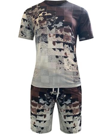 BEUU Mens 2PCS Sports Set | 2022 Summer Outfits | 3D Lion Print T-Shirt & Casual Shorts | Athletic Tracksuit in Blue, Black, White, Green | Chambray Shirt | Zipper Classic Design - Buy Online on GoSupps.com
