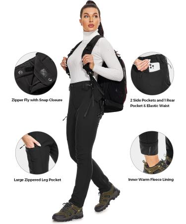 Cycorld Women's Ski Snow Pants - Water Resistant Fleece Lined Softshell Pants for Winter Hiking - Black (Standard/Large) - Buy Online on GoSupps.com