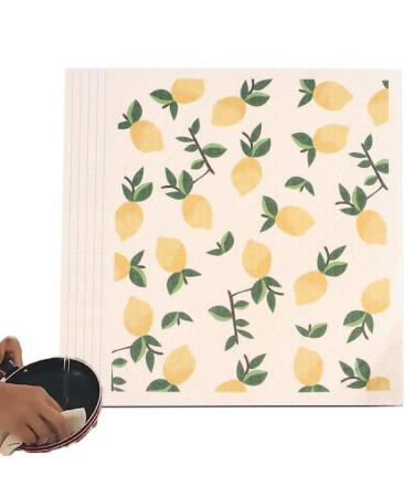 6pcs Wood Pulp Cotton Dishcloth Reusable Wet Dry Household Kitchen Dish Washing Pad Cellulose Cleaning Cloths Style 3