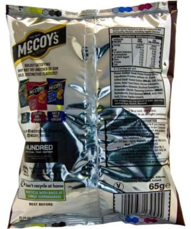McCoy's Flame Grilled Steak Ridge Cut Crisps 65g - Box of 20 (Price Marked) - Buy Now! - Buy Online on GoSupps.com