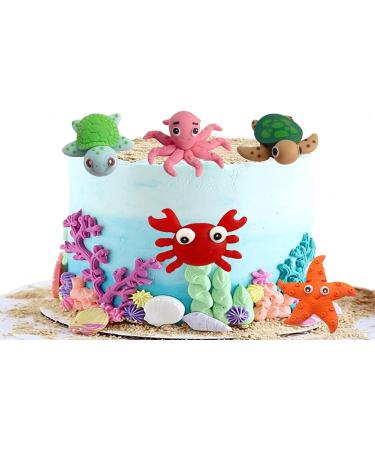 Sea Cake Toppers Set - Under the Sea Birthday Decorations for Kids' Ocean Theme Party - Buy Online on GoSupps.com