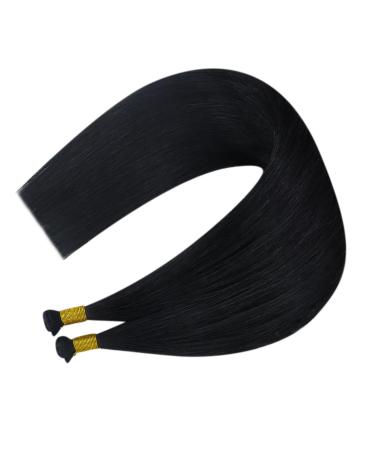 Buy Youngsee Genius Weft Real Hair Extensions - 55cm Virgin Black Tressen | Remy Hair for Smooth Weaving - Buy Online on GoSupps.com