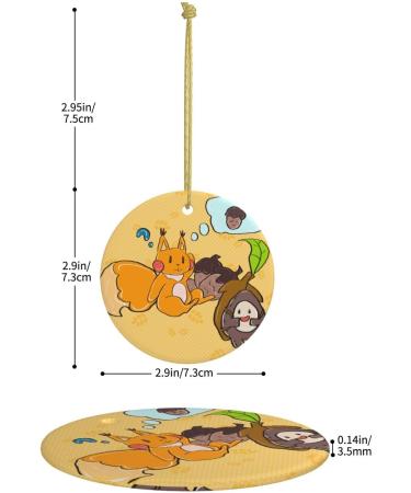 YYHHAOFA Sunflower Seed Squirrel Picture Christmas Ceramic Round Pendant Decoration - Festive Hanging Ornament for Stores and Homes -2.9 in - Buy Online on GoSupps.com