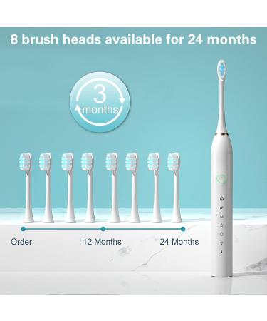 2 Pack Sonic Electric Toothbrush for Adults and Kids - Rechargeable with 8 Brush Heads, 6 Modes, Smart Timer - Fast Charge for 45 Days (White-Black) - Buy Online on GoSupps.com
