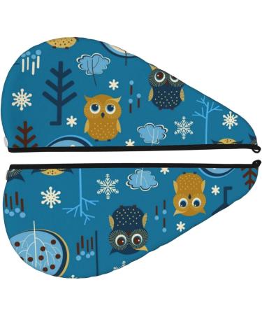 Cute Colorful Owls & Trees Microfiber Hair Towel | Super Absorbent Quick Dry Cap for Long & Curly Hair - Soft Coral Velvet Wrap for Women - Buy Online on GoSupps.com