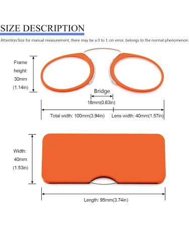 Kokobin Unisex Reading Glasses - Compact Visual Aid Mini Nose Clip Slide-Resistant Always Handy - Orange +1.5 - Buy Online on GoSupps.com