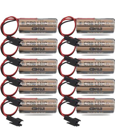 (Pack of 10) Fuji FDK CR8.LHC 17450 3V 2600mAh Non-Rechargeable Battery Memory Backup Power Source Meter Battery with Black Plug