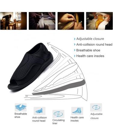 GWQDJ Diabetic Sandals for Women - Open Toe Adjustable Arthritis Edema Slippers - Black - Size 35 (Men 4/Women 4.5) - Buy Online on GoSupps.com