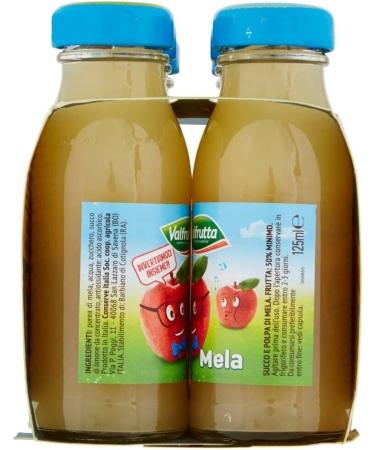 Valfrutta Succhi di Frutta Mela Lot de 48 bouteilles jetables en verre 100 % jus de fruits avec pomme italienne boisson sans alcool 125 ml + 1 bo te de th glac San Benedetto au citron sans sucre - Buy Online on GoSupps.com