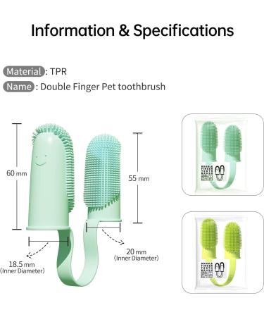 Dual Finger Toothbrush for Dogs 2 Packs Dog Toothbrush Kit 360 Surround Bristles For Easy Teeth Cleaning Double-Finger Toothbrush Dental Care For Puppies Cats And Small Pets - Buy Online on GoSupps.com