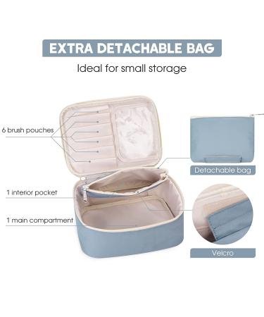 Large Travel Makeup Bag Organizer for Women and Girls - Greyish Blue - Buy Online on GoSupps.com