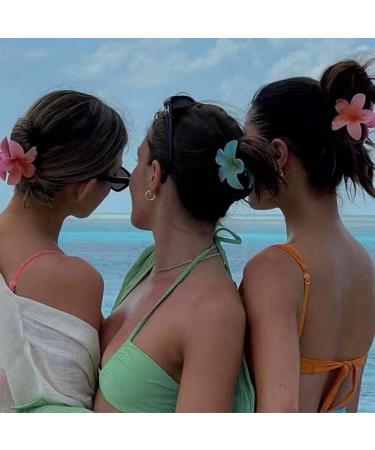 Large Flower Claw Clip Set - Cute Hawaiian Hair Accessories for Women and Girls | 4PCS Free Size Clips for Long, Thin, Thick Hair - Buy Online on GoSupps.com