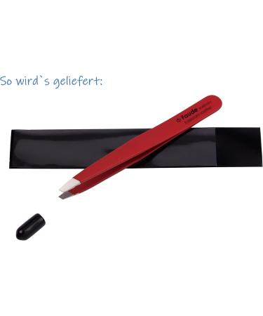 Faude Professional Tweezers for Eyebrow & Fine Hair Plucking - 9.8cm Stainless Steel & Silk Touch (Red) | International Shipping - Buy Online on GoSupps.com