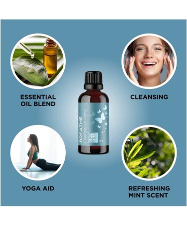 Breathe Blend Essential Oil for Diffuser - Eucalyptus, Peppermint, Tea Tree, and Mint Oils for Invigorating Home and Shower Aromatherapy - Buy Online on GoSupps.com