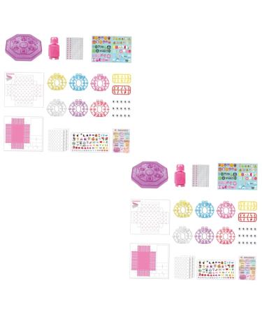 minkissy 2 Sets Children's Nail Art Toys Fingernail Kit Nail Art Kit for Girl Nail Kit for Nail Manicure Kit Nail Tips for Nail Tool Kit Nail Polish Make up 3d Plastic