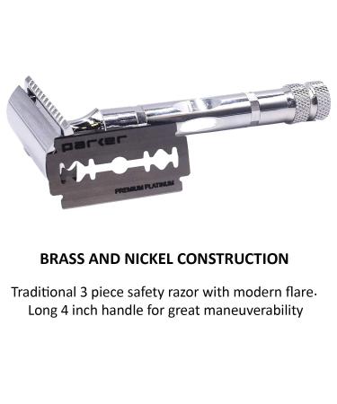 Buy Parker 89R Safety Razor Set - Chrome Plated Brass Handle & 5 Double Edge Blades | Worldwide Shipping - Buy Online on GoSupps.com