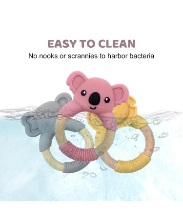 Elephant Baby Teething Toy - Natural Wooden Ring, Food-Grade Silicone, 12+ Months - Buy Online on GoSupps.com