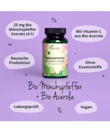 Buy Organic Monk Pepper 25 mg Extract - 180 Vegan Capsules | Vitamin C | German Quality | Lab Tested Raw Goods from Europe | Vegavero  - Buy Online on GoSupps.com