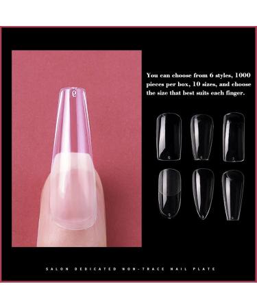 Sunydog 100Pcs Clear Acrylic Nail Tips - Full & Half Cover Coffin-Shaped Ballerina Tips for Nail Studios & DIY Nail Art | 10 Sizes - Buy Online on GoSupps.com