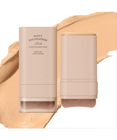 Zegaqae Face foundation stick concealer stick 20g liquid foundation with integrated foundation brush moisturizing base primer