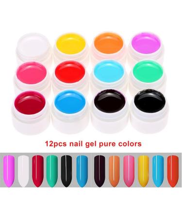 Nails Gel Set 12 Color Nail Painting Gel Nail Art Accessories DIY Professional Nail Paint Color Gel Polish Nail Art (Black) - Buy Online on GoSupps.com