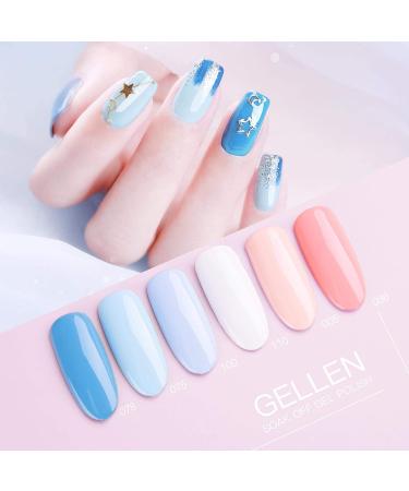 Gellen Gel Nail Polish Kit - Blue Peach Pink White | Popular Solid Colors Set for DIY Nail Art at Home or Salon - Buy Online on GoSupps.com