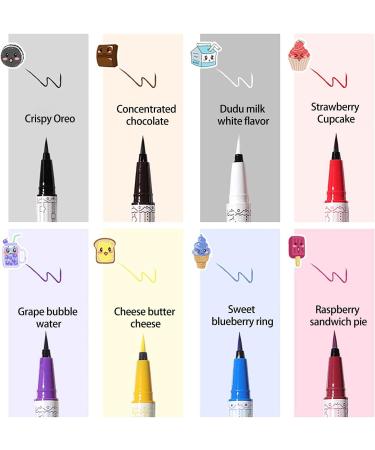 Cute Cartoon Eyeliner Liquid Pen 8 Colors Matte Long lasting Waterproof Sweat Proof Liquid Colorful Eye Liner 1ml (Black) - Buy Online on GoSupps.com