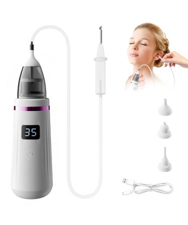 Ear Wax Vacuum Electric Ear Earwax 5 Levels LED Sucker Soft Reusable with Ear Wax Removal Kit USB Charging for Kids & Adult Swimmers(Pink)